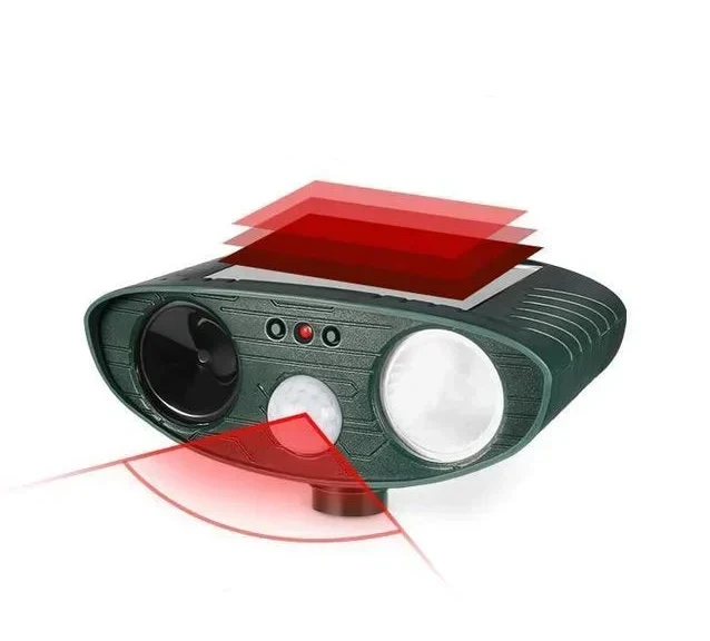 Outdoor Solar Ultrasonic Repeller for Animals with Sensor Light