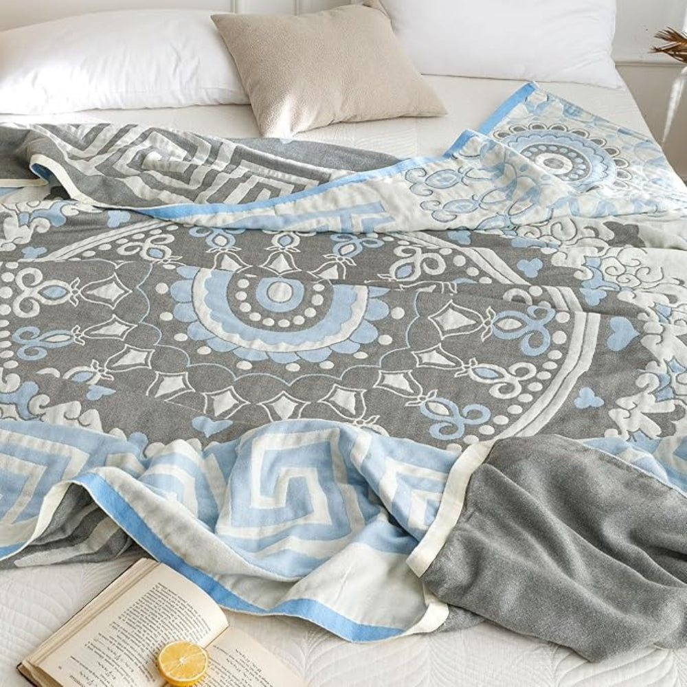 Santorini Mandala Cotton Blanket