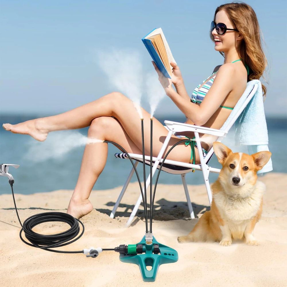 Outdoor Misting System Freestanding Patio Cooling Spray Device