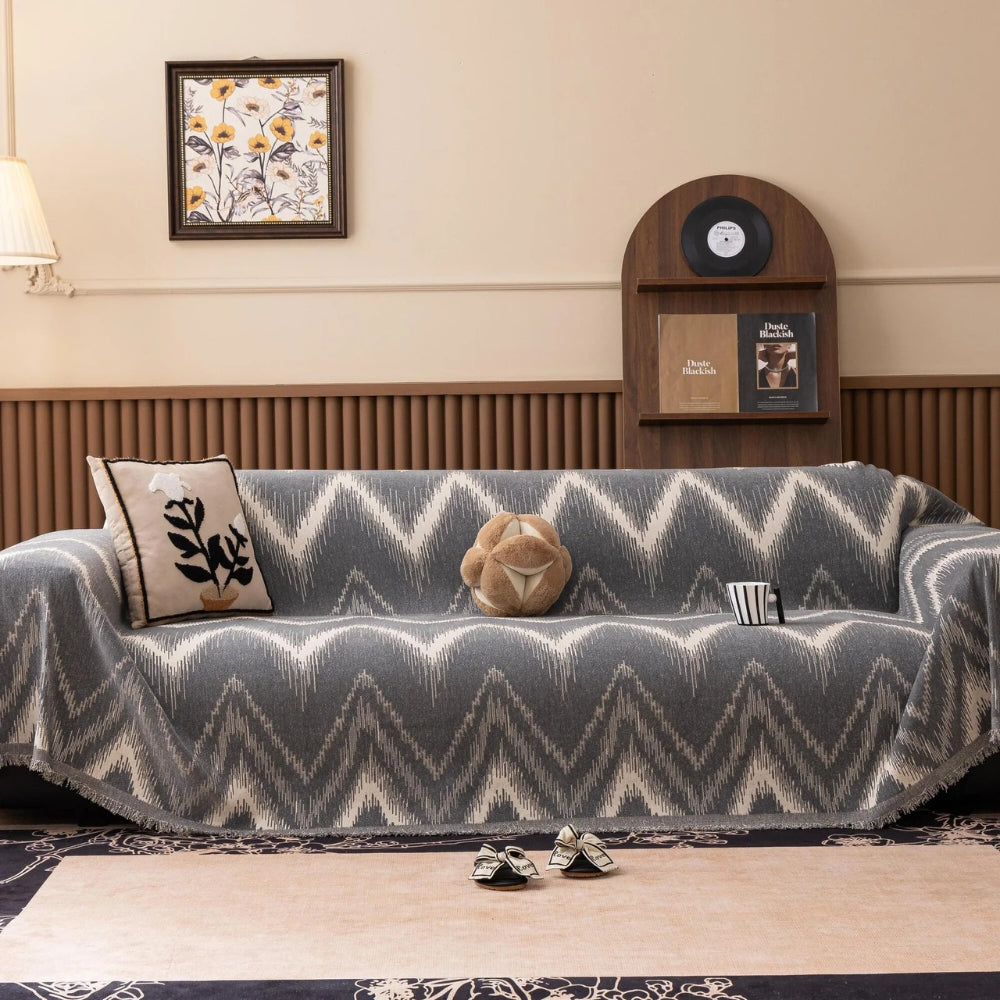 Ochre Streak Textured Couch Cover