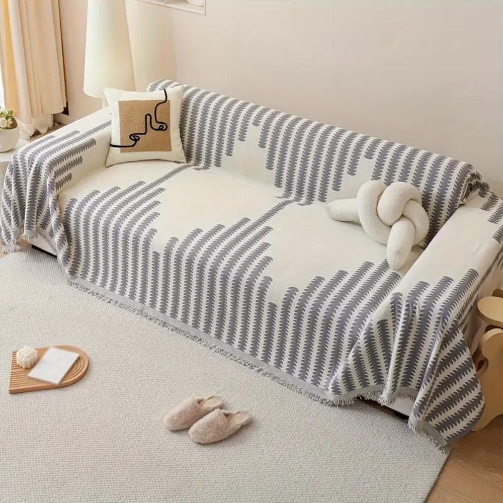 Modern Monochrome Fern Couch Cover