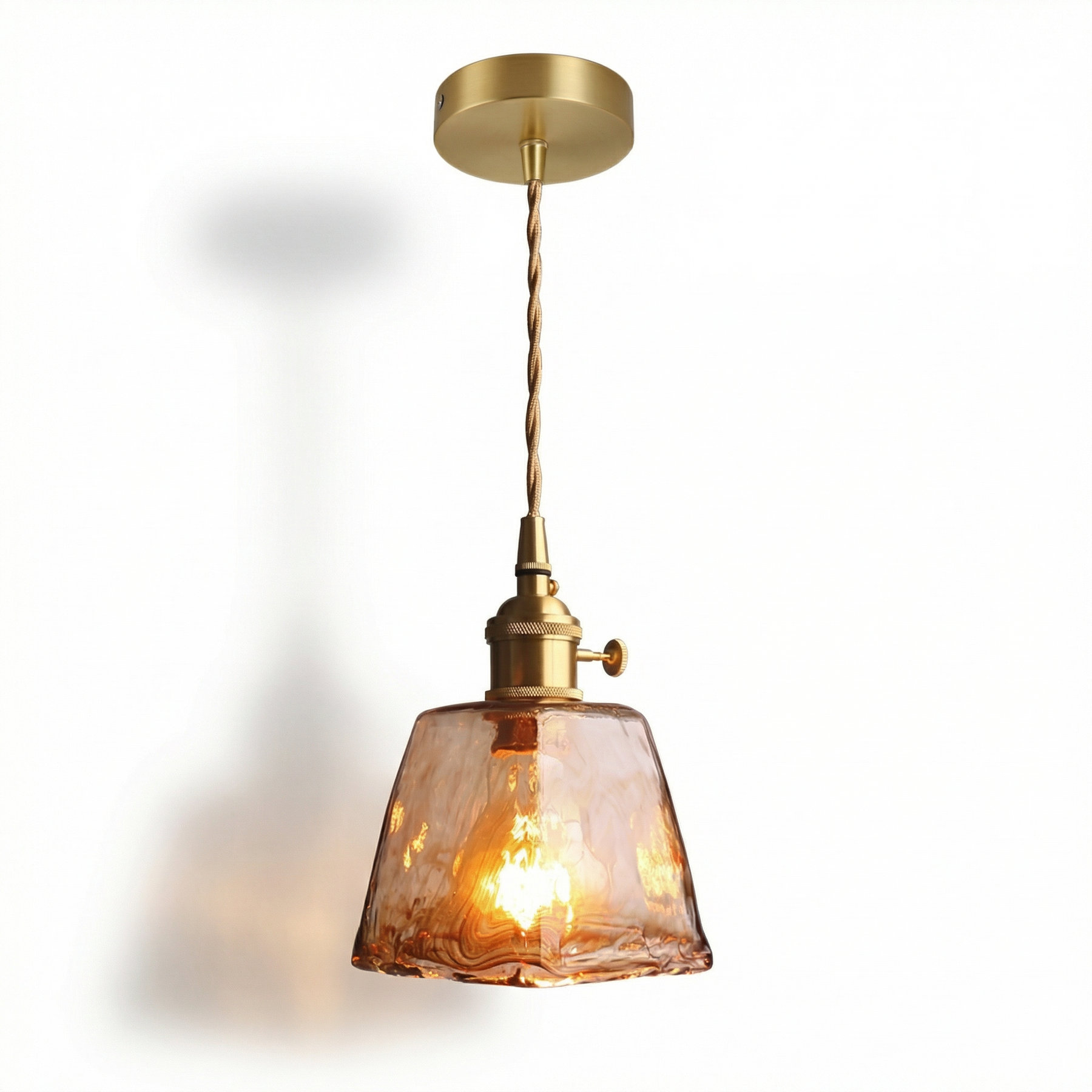 Vintage Amber Glass Pendant Light