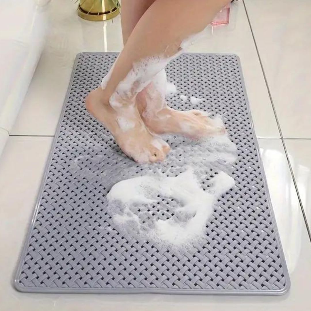 Secure Anti-Slip Shower Mat with Suction Cups for Bathtub Safety and Easy Cleaning