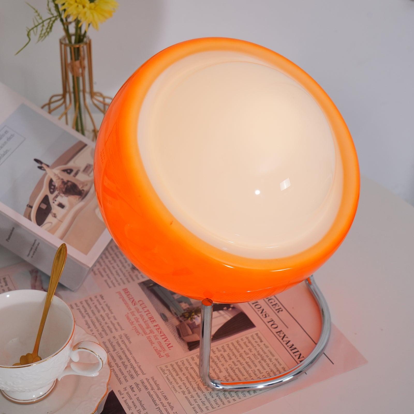 Bauhaus Style Glass-Look Table Lamp with Metal Frame