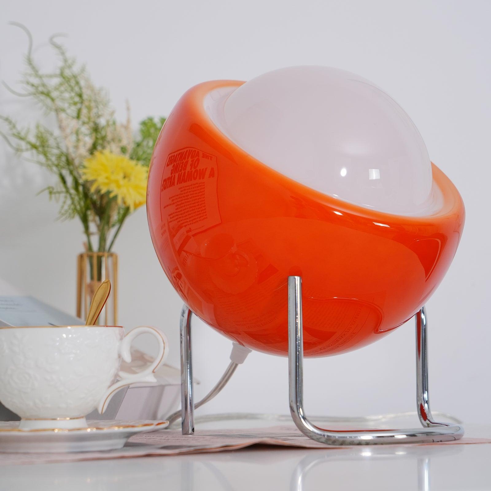 Bauhaus Style Glass-Look Table Lamp with Metal Frame