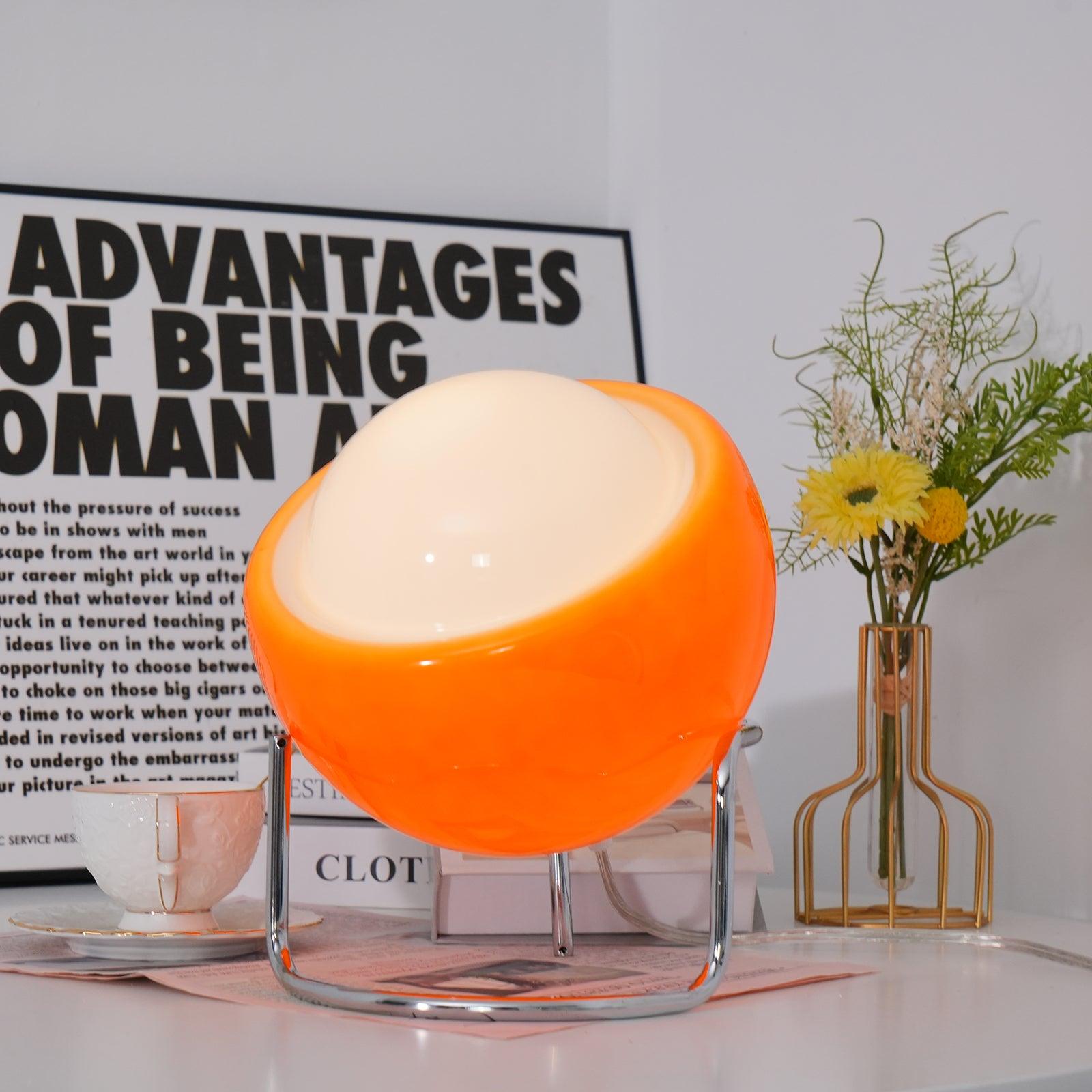 Bauhaus Style Glass-Look Table Lamp with Metal Frame