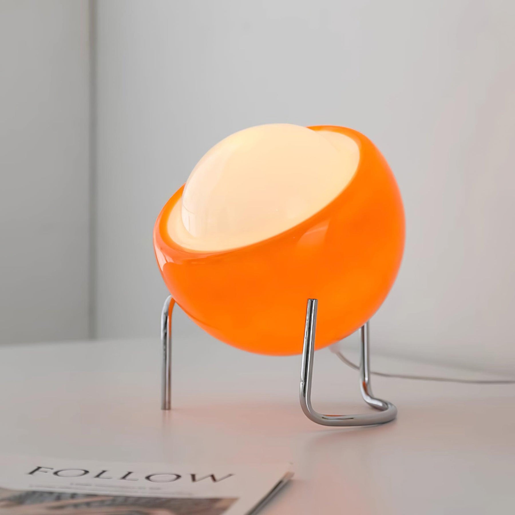 Bauhaus Style Glass-Look Table Lamp with Metal Frame
