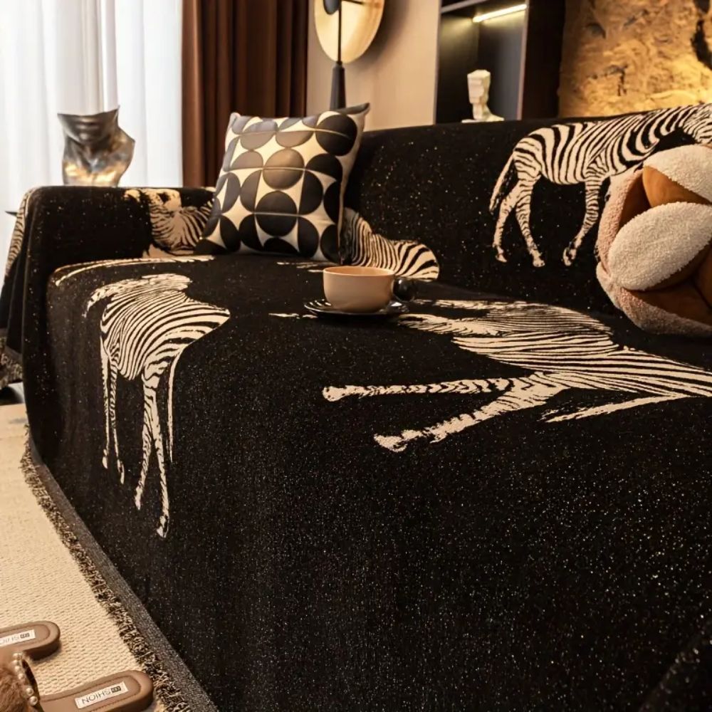 Black Stride Zebra Couch Cover
