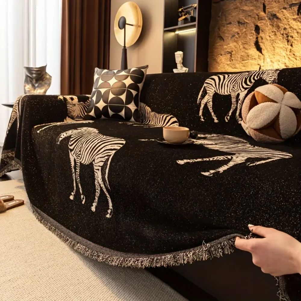 Black Stride Zebra Couch Cover
