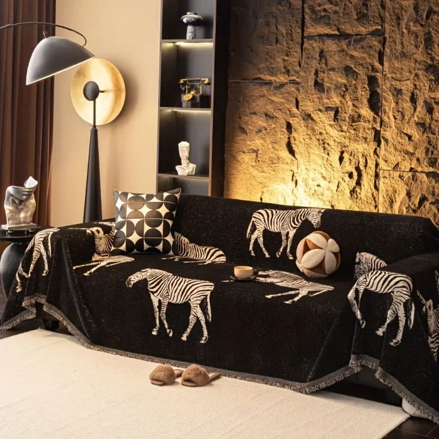 Black Stride Zebra Couch Cover