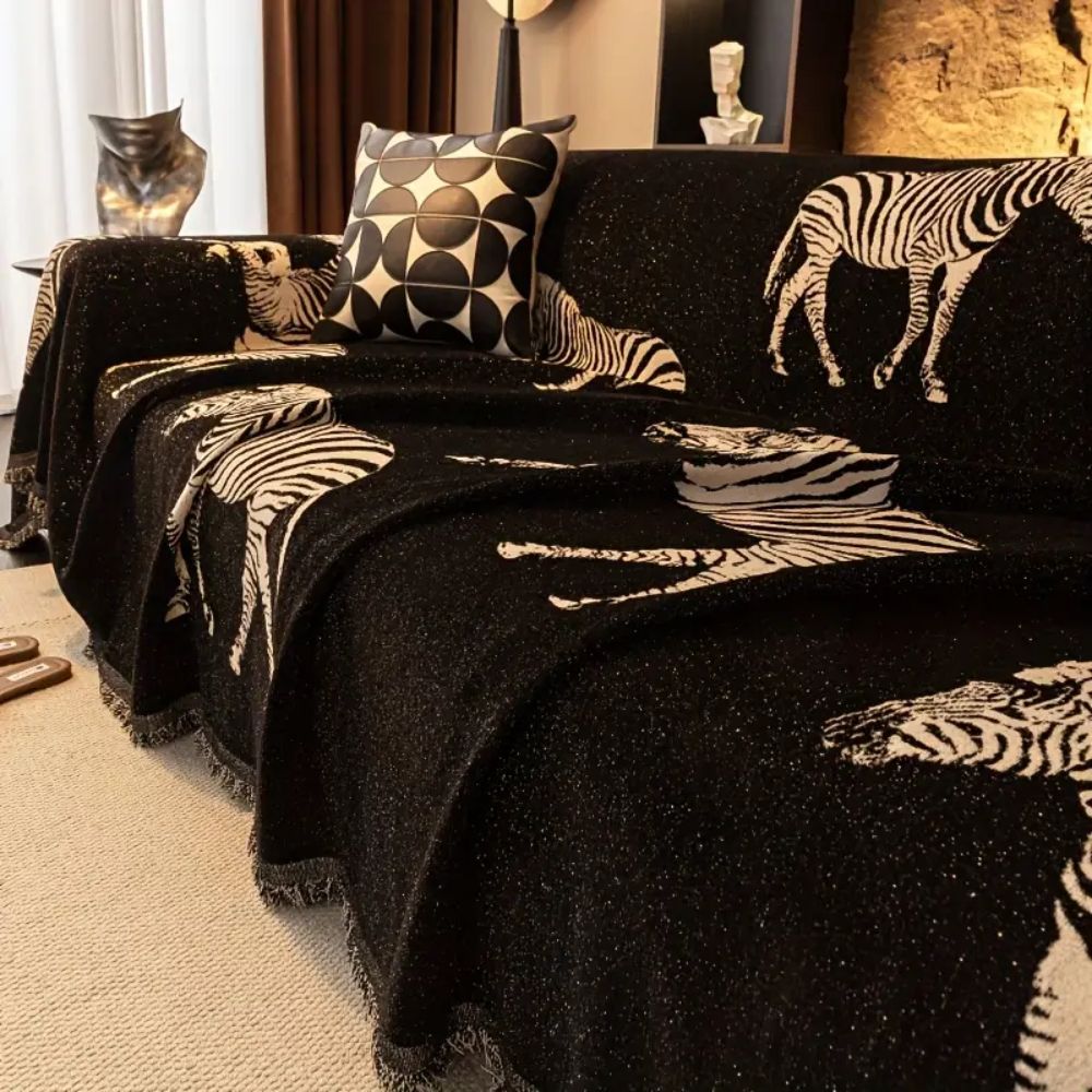 Black Stride Zebra Couch Cover