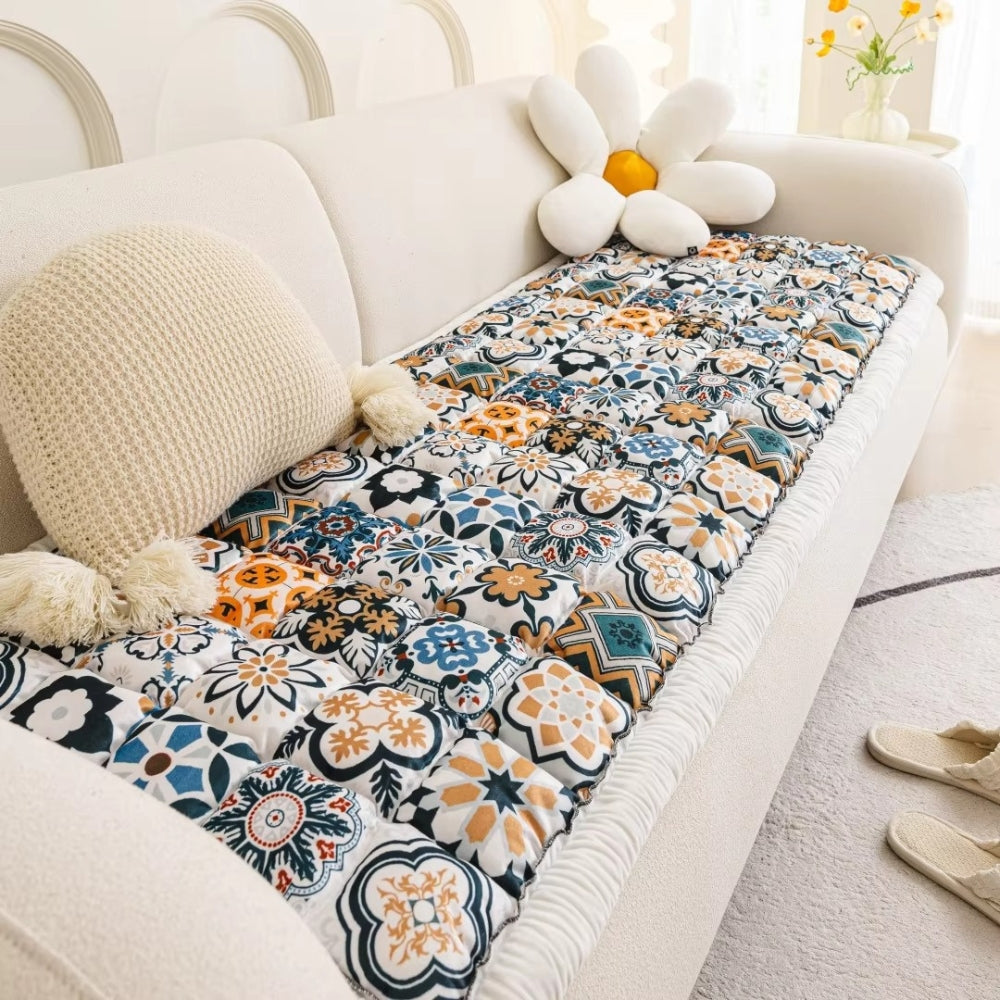 Bohemian Printed Quilted Couch Cover