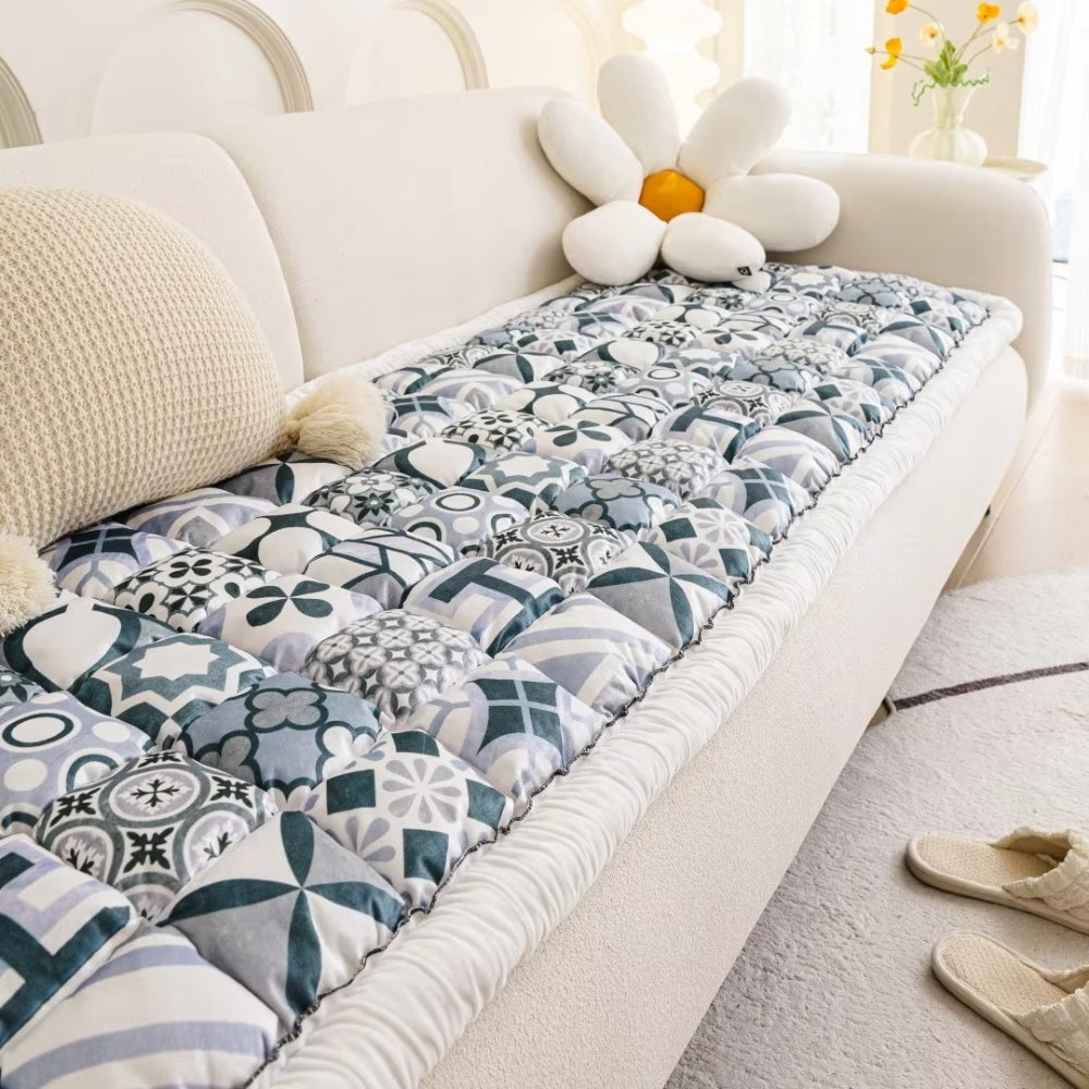 Bohemian Printed Quilted Couch Cover