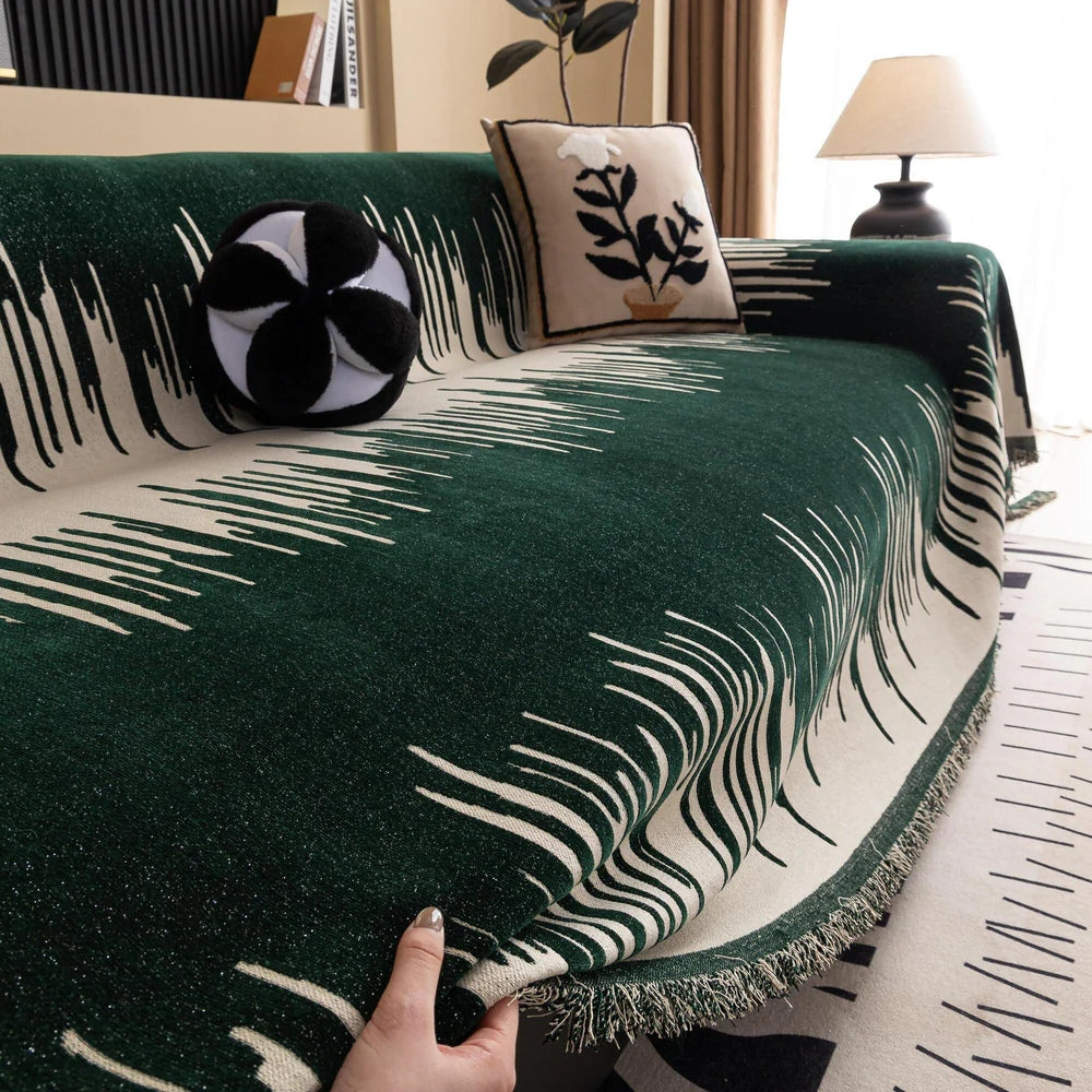 Brushstroke Vertical Pattern Chenille Couch Cover