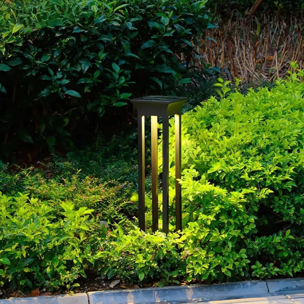 Solar Bollard Light With Square Frame And Dusk Sensor