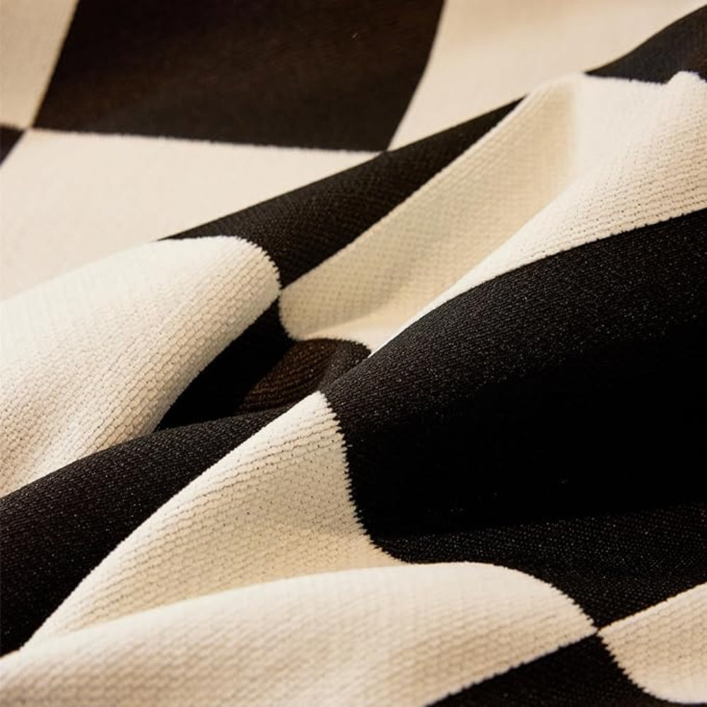 Chess Board Chic Tasseled Couch Cover