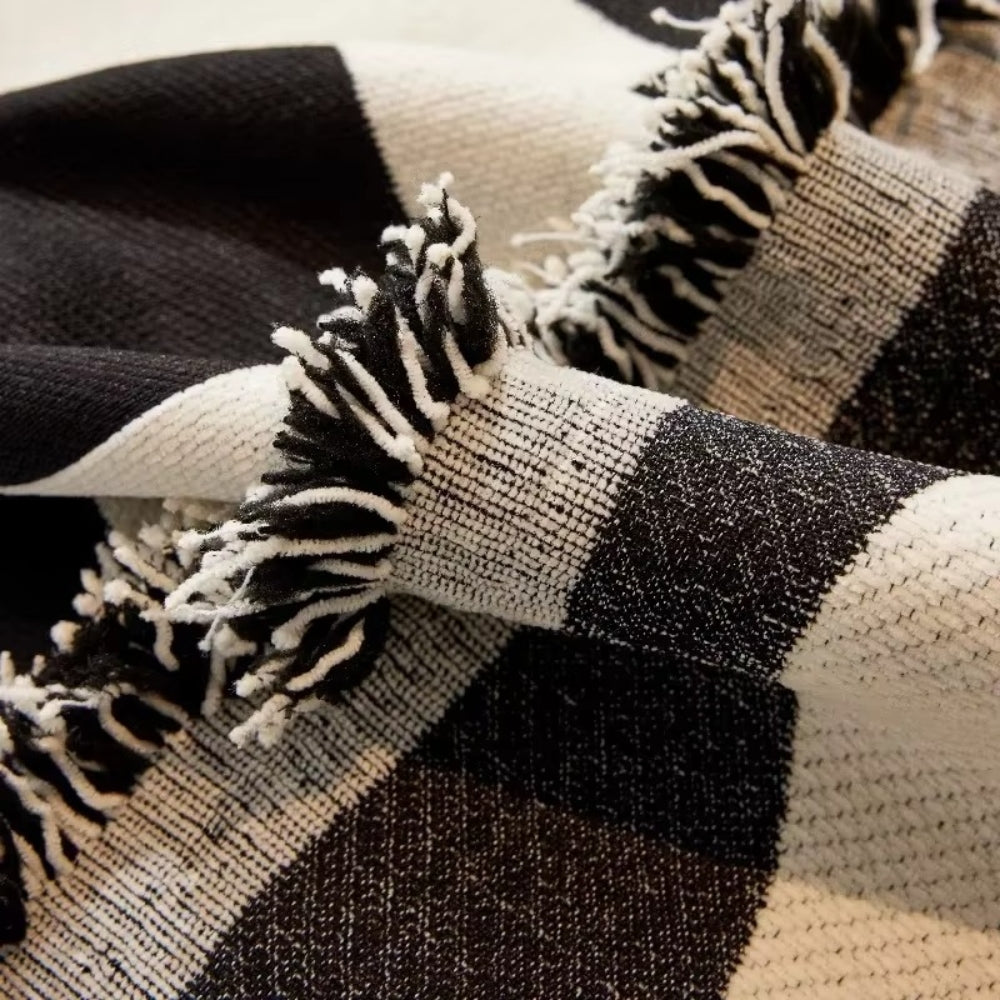 Chess Board Chic Tasseled Couch Cover