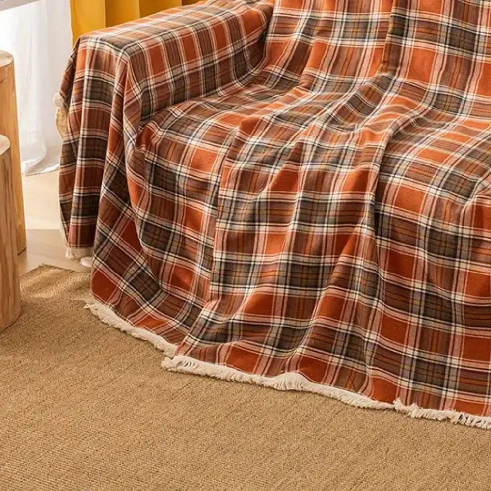Autumn Chestnut Plaid Couch Cover