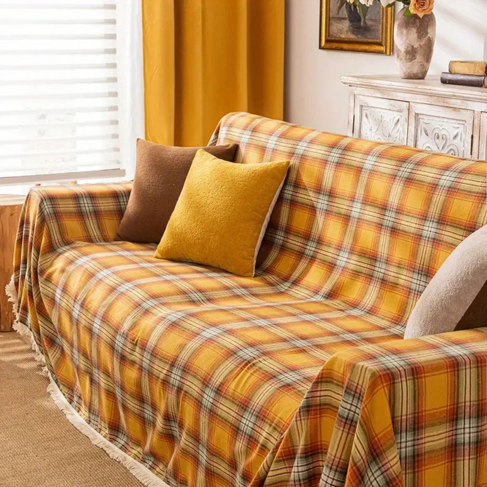 Autumn Chestnut Plaid Couch Cover