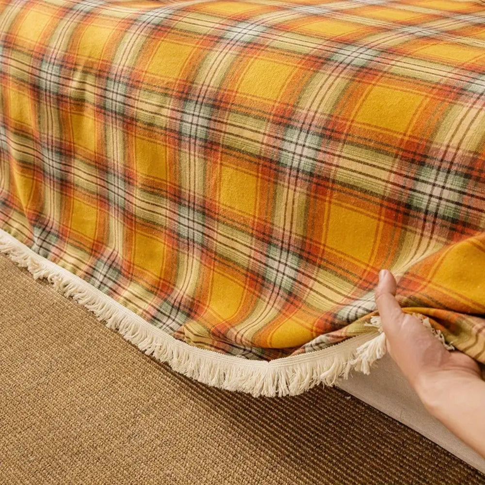Autumn Chestnut Plaid Couch Cover