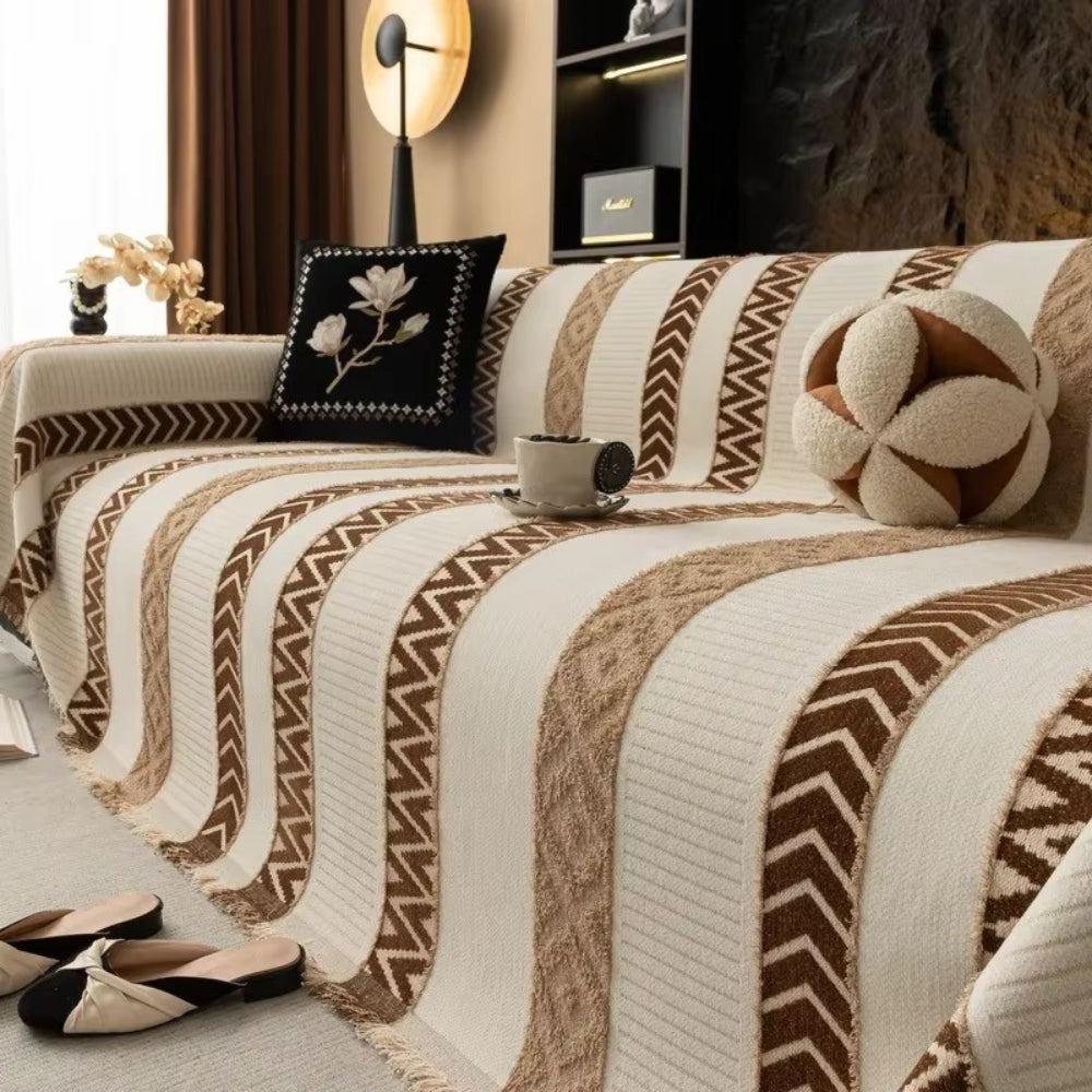 Chevron Pattern Chenille Couch Cover