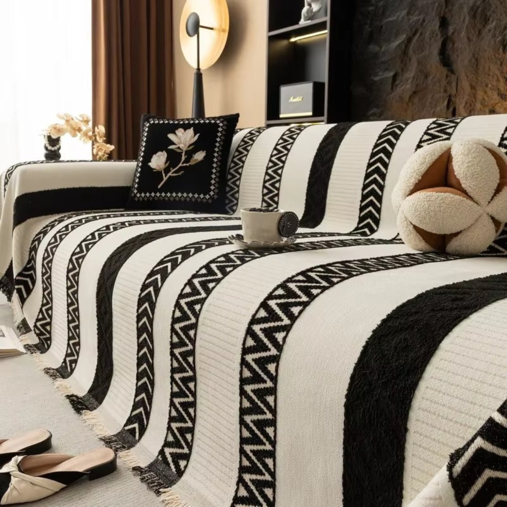 Chevron Pattern Chenille Couch Cover