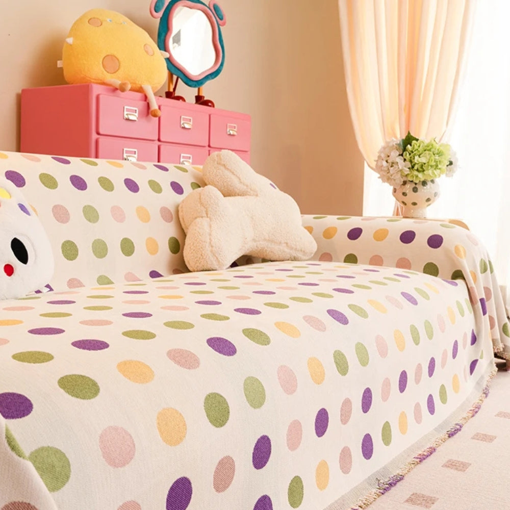 Colourful Polka Dot Couch Cover