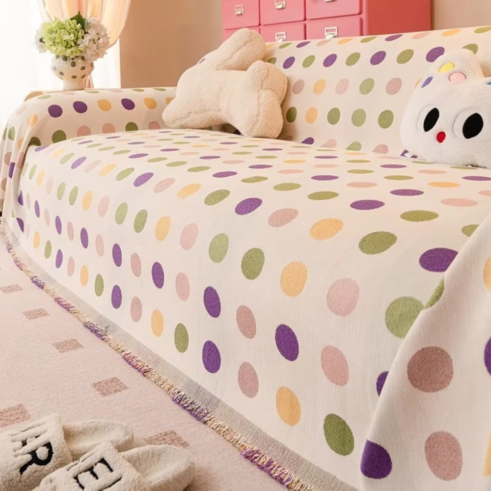 Colourful Polka Dot Couch Cover