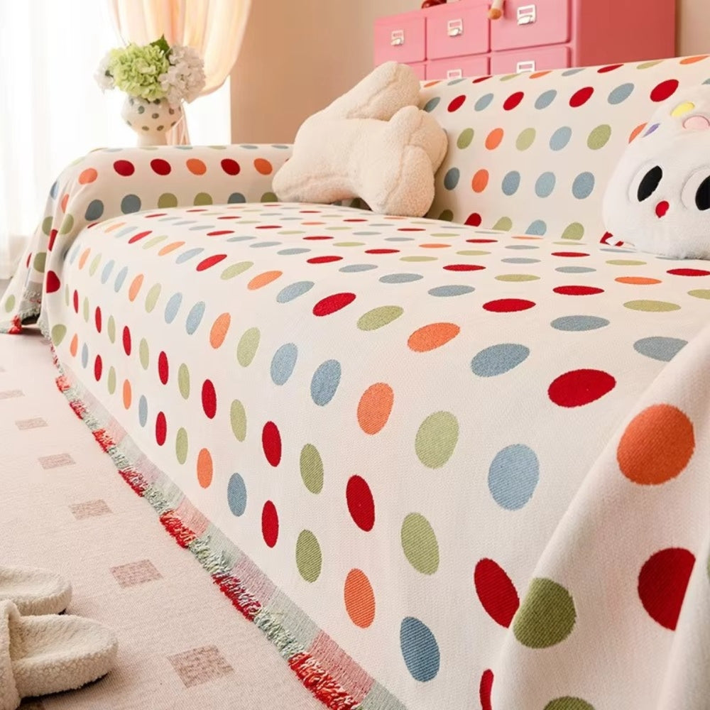 Colourful Polka Dot Couch Cover