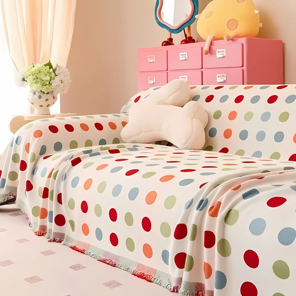 Colourful Polka Dot Couch Cover