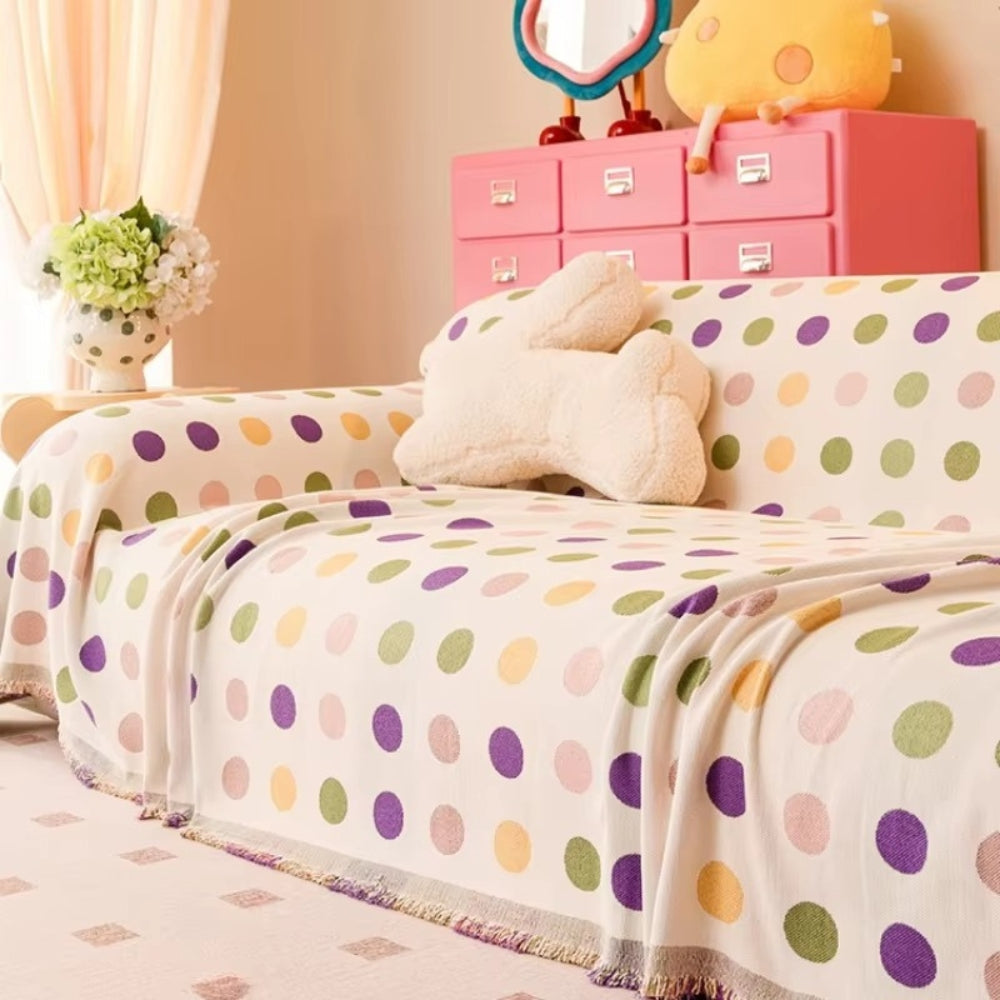 Colourful Polka Dot Couch Cover