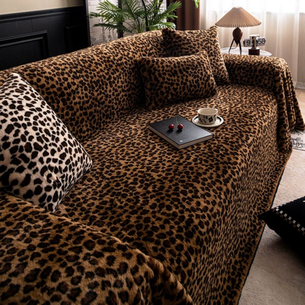 Cosy Leopard Print Couch Cover