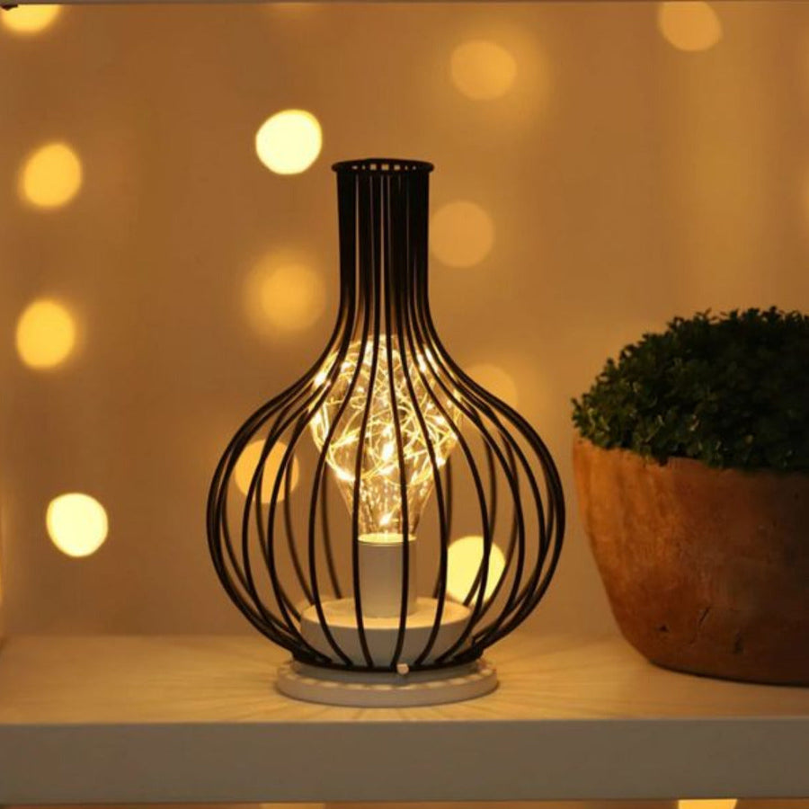 Wireless Table Lamps With Black Metal Cage Shades