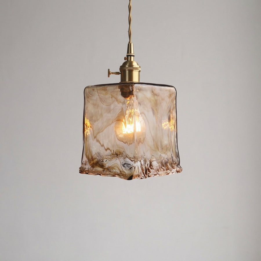 Vintage Amber Marble Glass Pendant Light