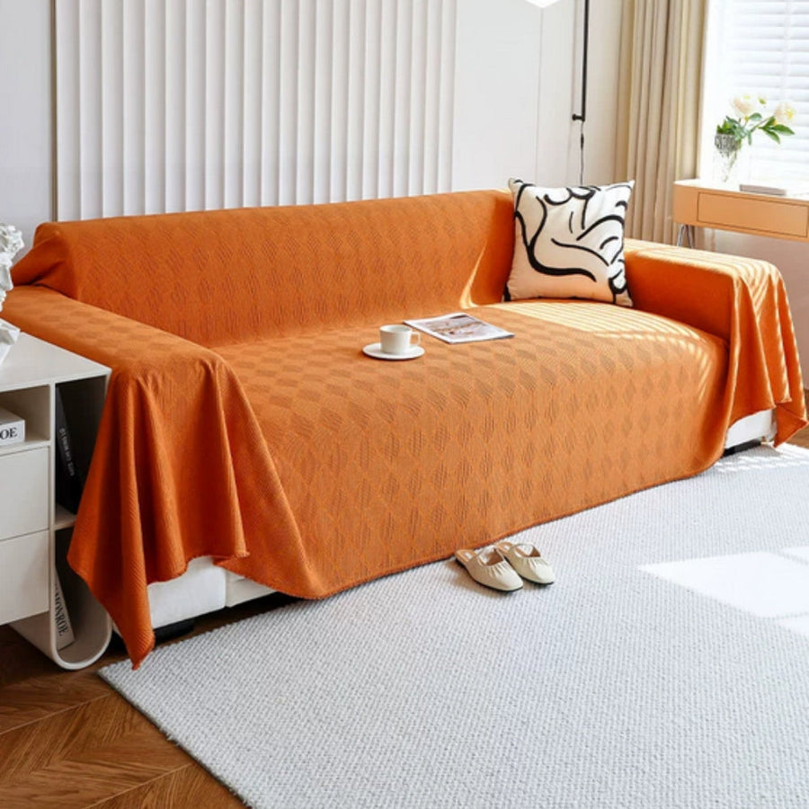 Diamond Grid Chenille Couch Cover