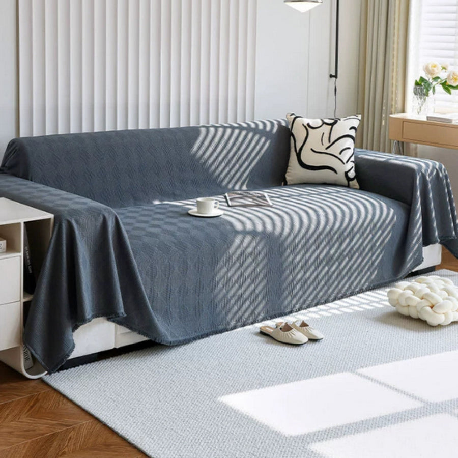 Diamond Grid Chenille Couch Cover