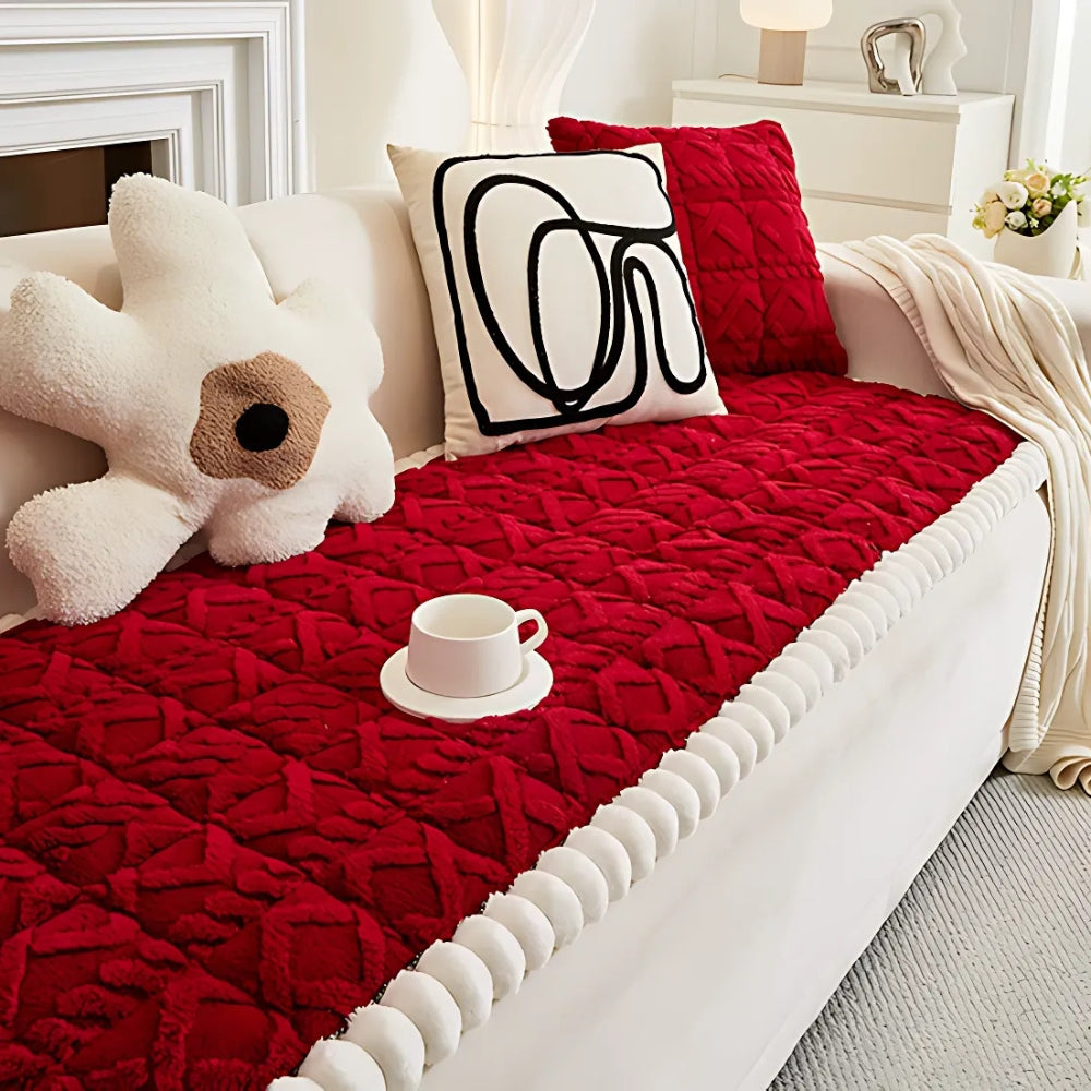 Snuggle Sherpa Plush Couch Protector Cover