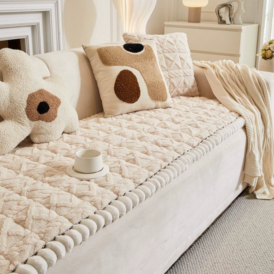 Snuggle Sherpa Plush Couch Protector Cover