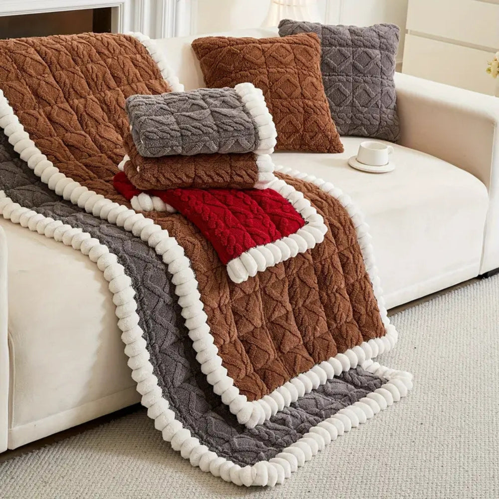 Snuggle Sherpa Plush Couch Protector Cover