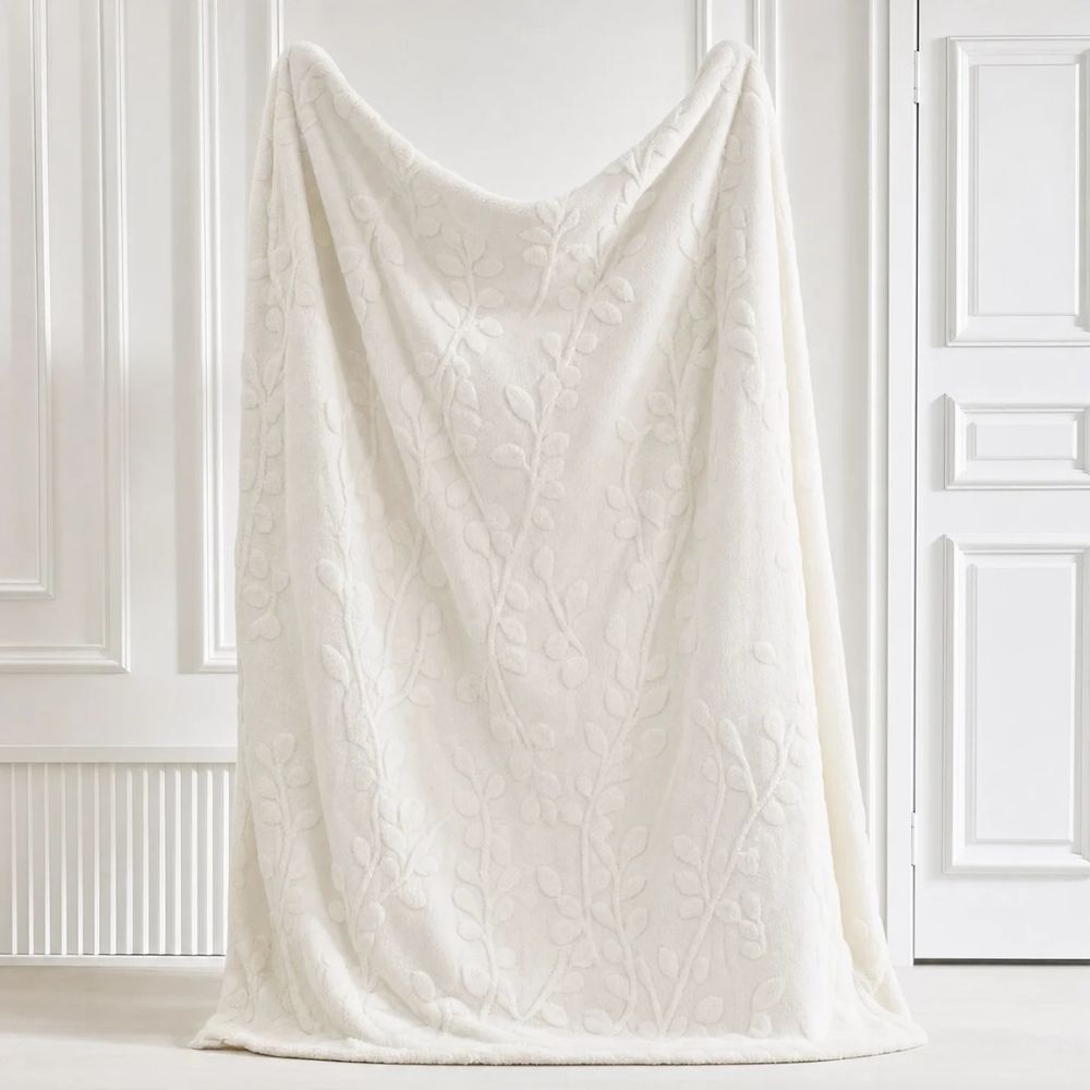 Elegant Leaf Sherpa Blanket