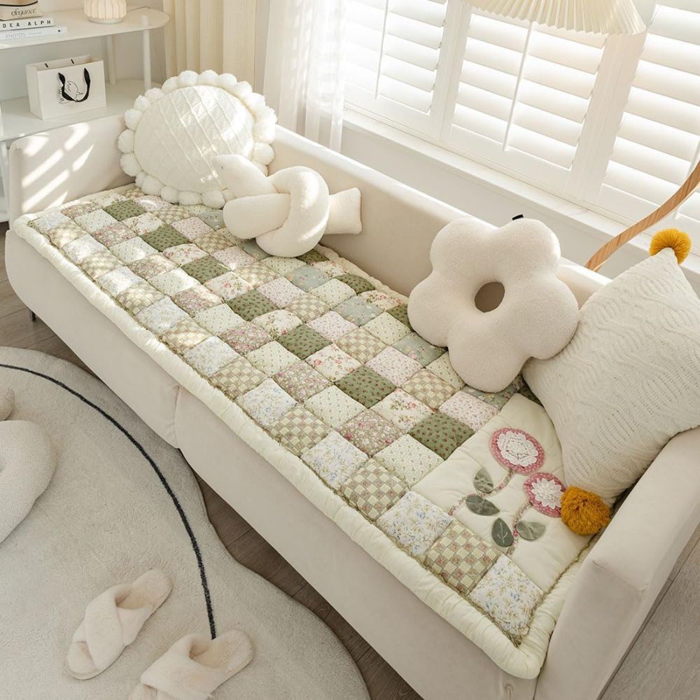 Floral Bloom Quilted Couch Cover
