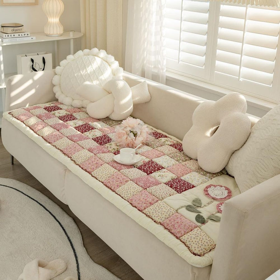 Floral Bloom Quilted Couch Cover