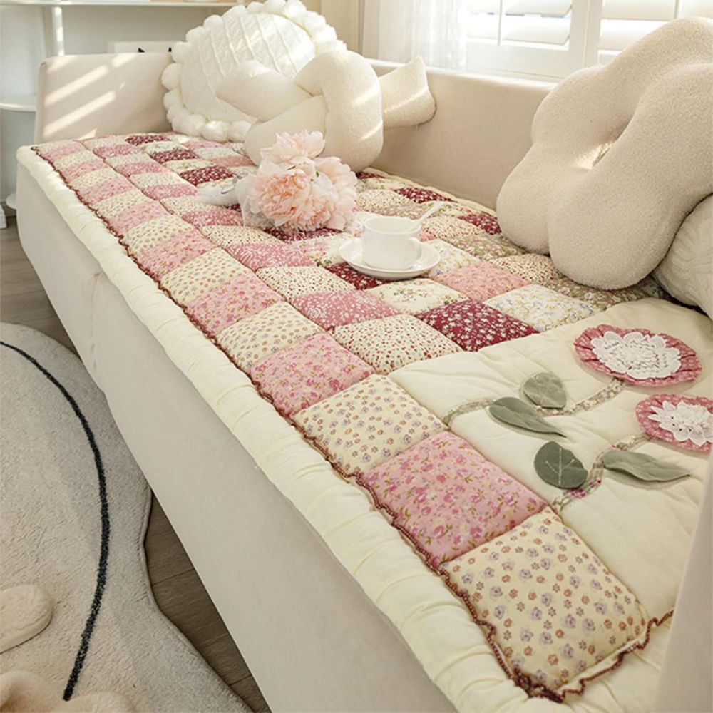 Floral Bloom Quilted Couch Cover