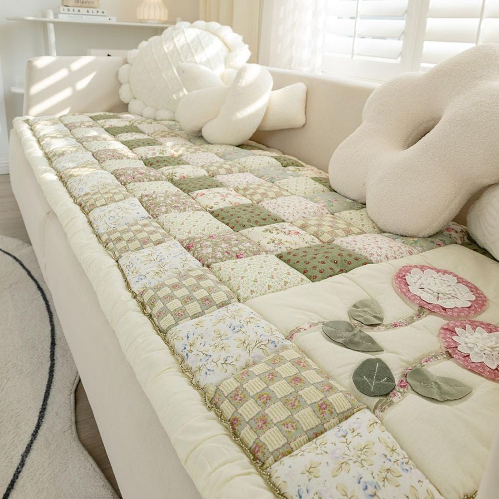 Floral Bloom Quilted Couch Cover