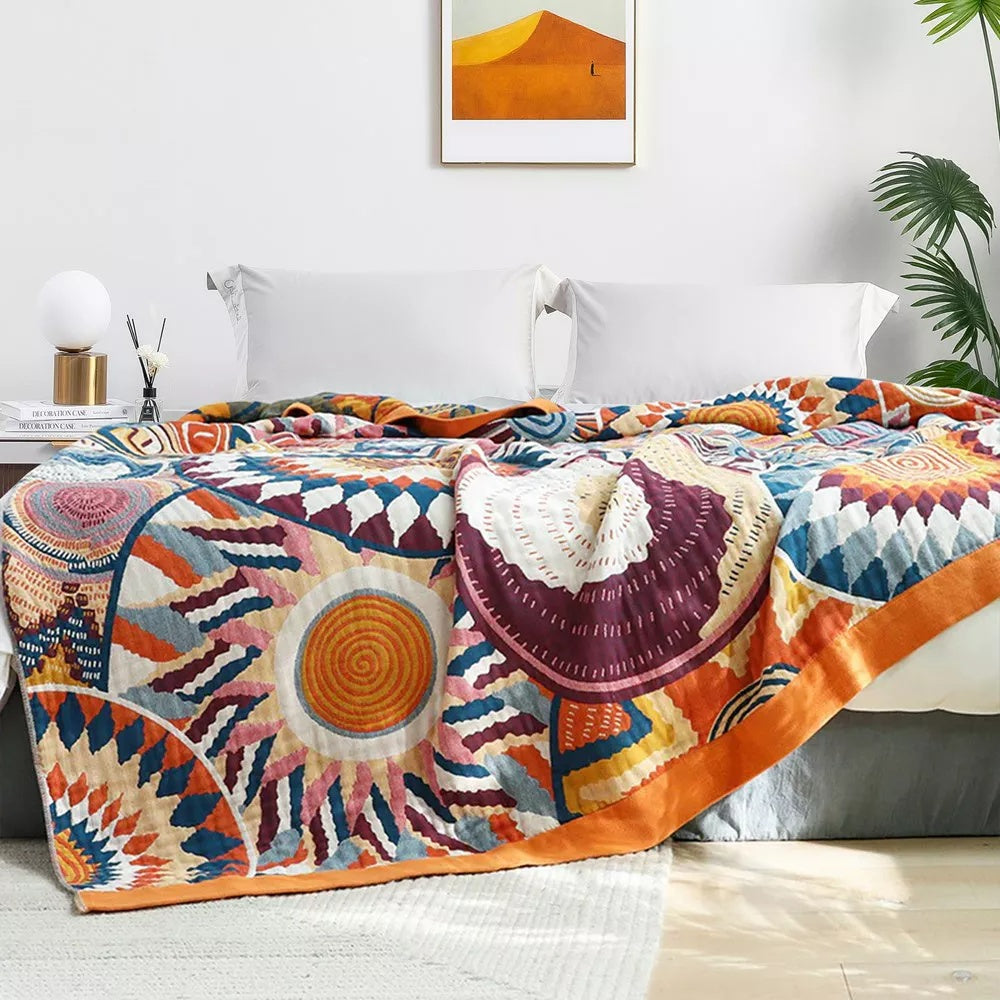 Nordic Sunburst Cotton Blanket