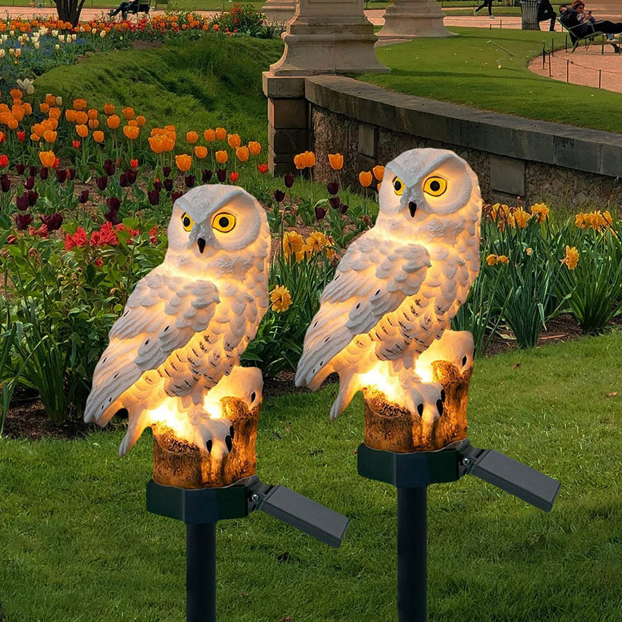 Solar Owl Shaped Plastic Garden Stake Light with Warm LED