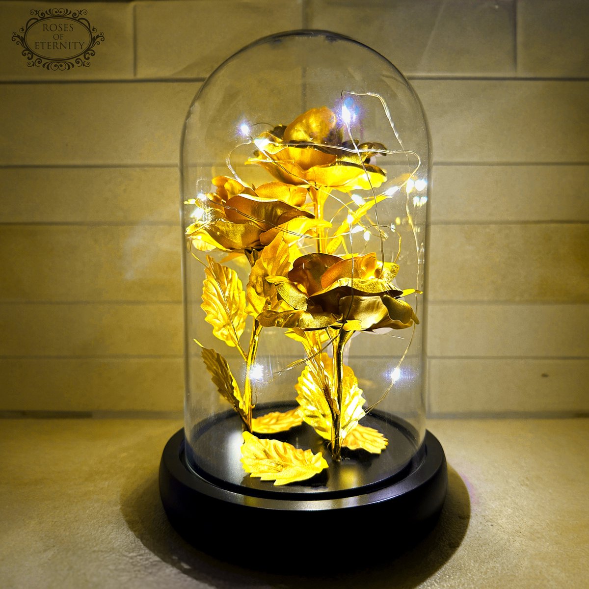 Glass Dome LED Rose Decorative Table Light