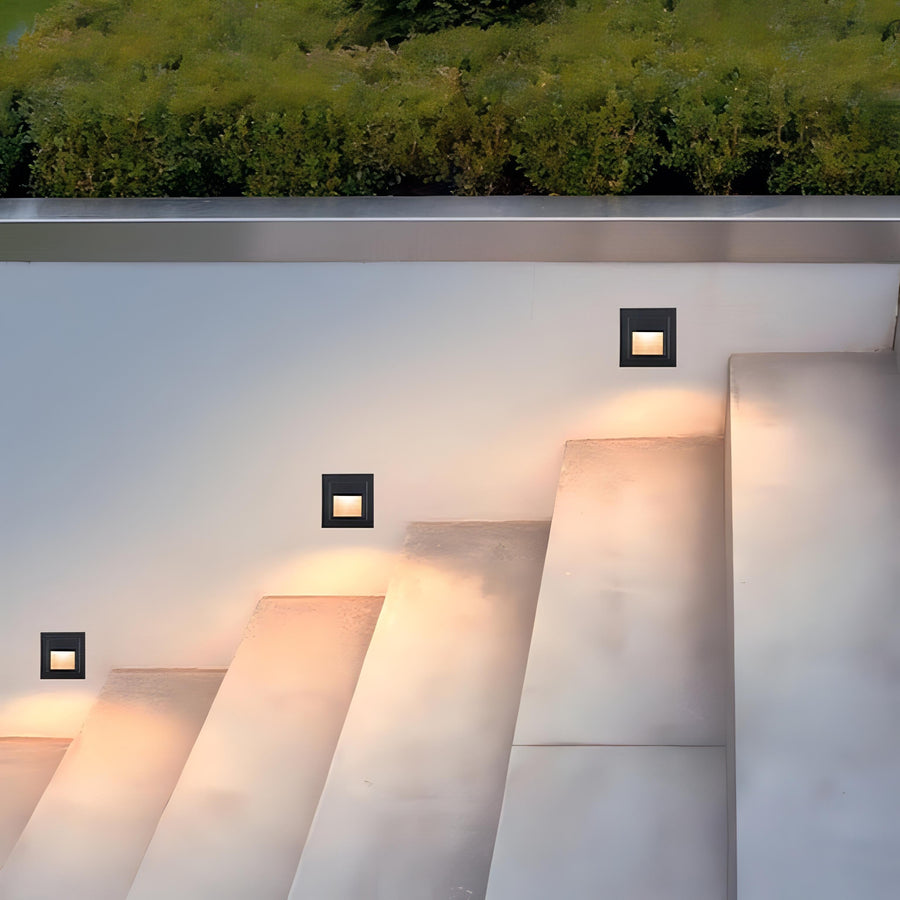 Square LED Wall Light for Stairs Recessed Outdoor Fixture