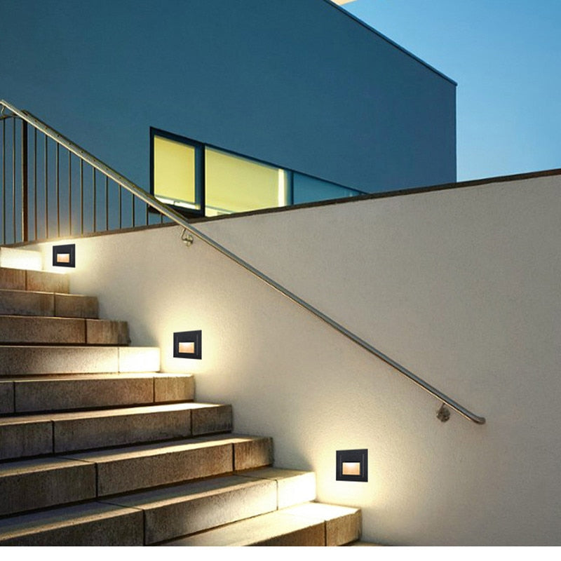 Square LED Wall Light for Stairs Recessed Outdoor Fixture