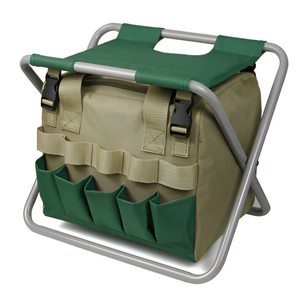 Garden Tool Set with Folding Stool and Carry Bag